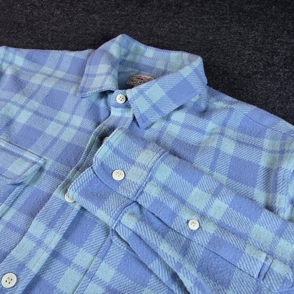 Faherty Men's Blue Plaid Sweater Shirt Button Front Long Sleeve Woven Size L